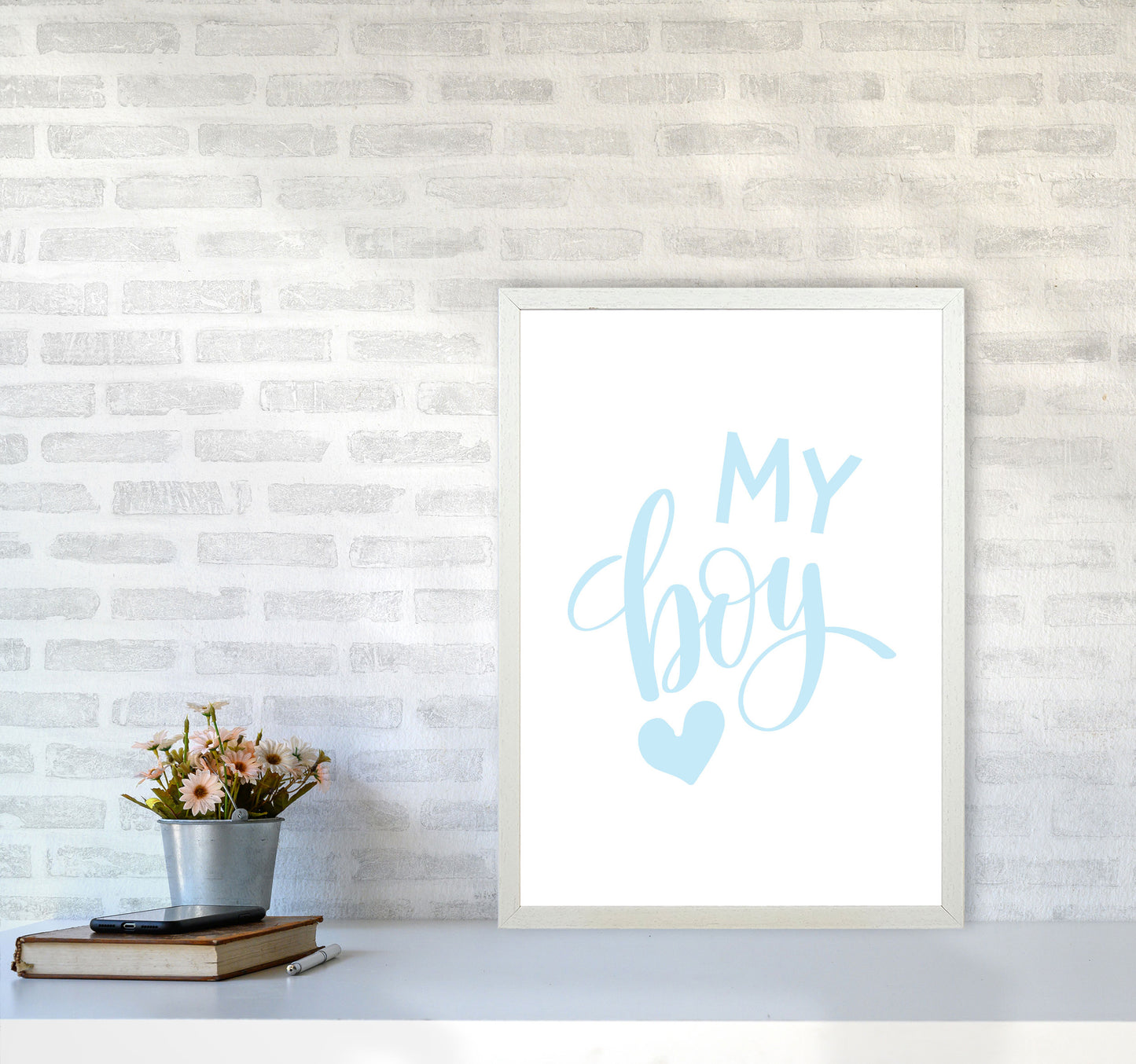 My Boy Blue Framed Nursey Wall Art Print A2 Oak Frame