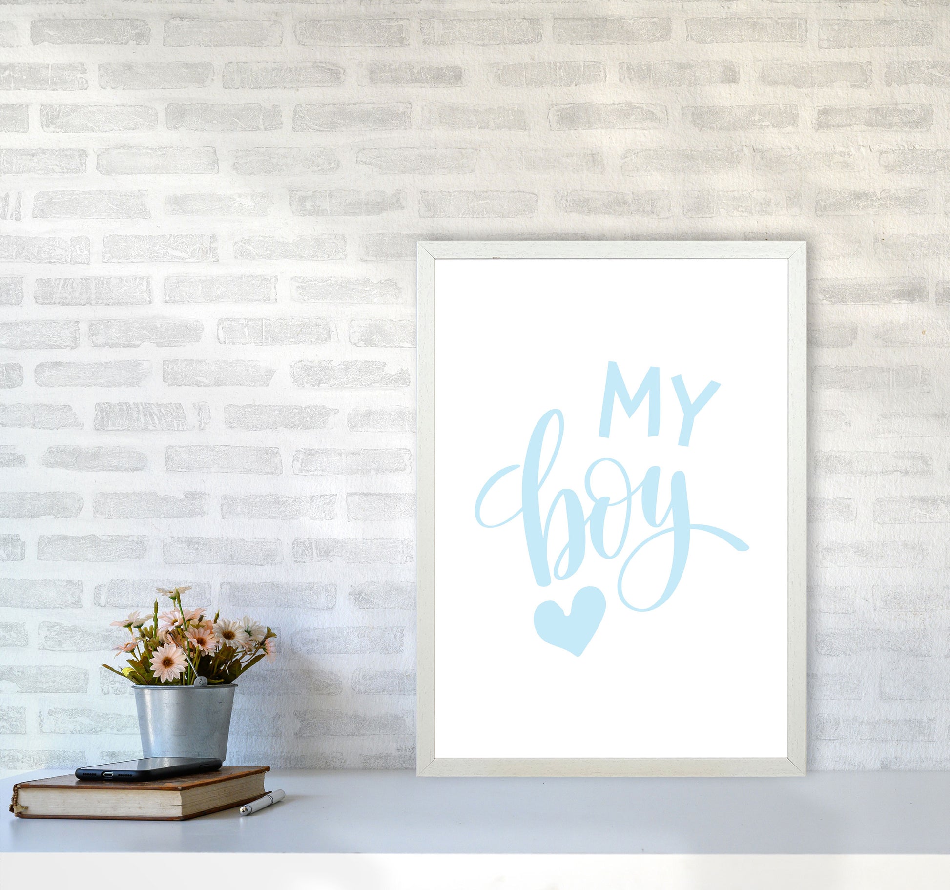 My Boy Blue Framed Nursey Wall Art Print A2 Oak Frame