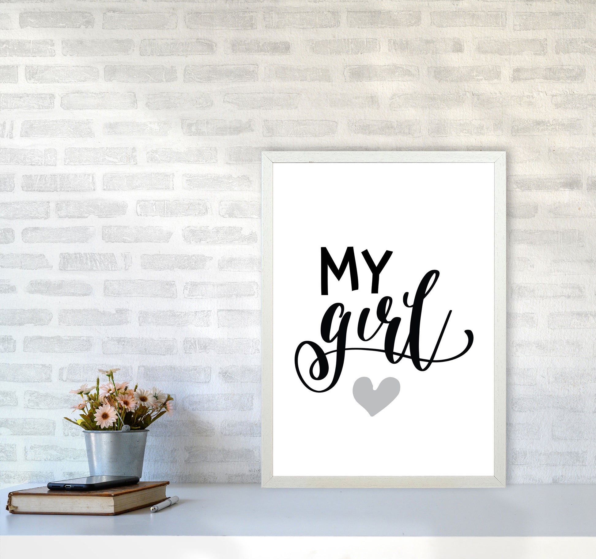 My Girl Black Framed Nursey Wall Art Print A2 Oak Frame