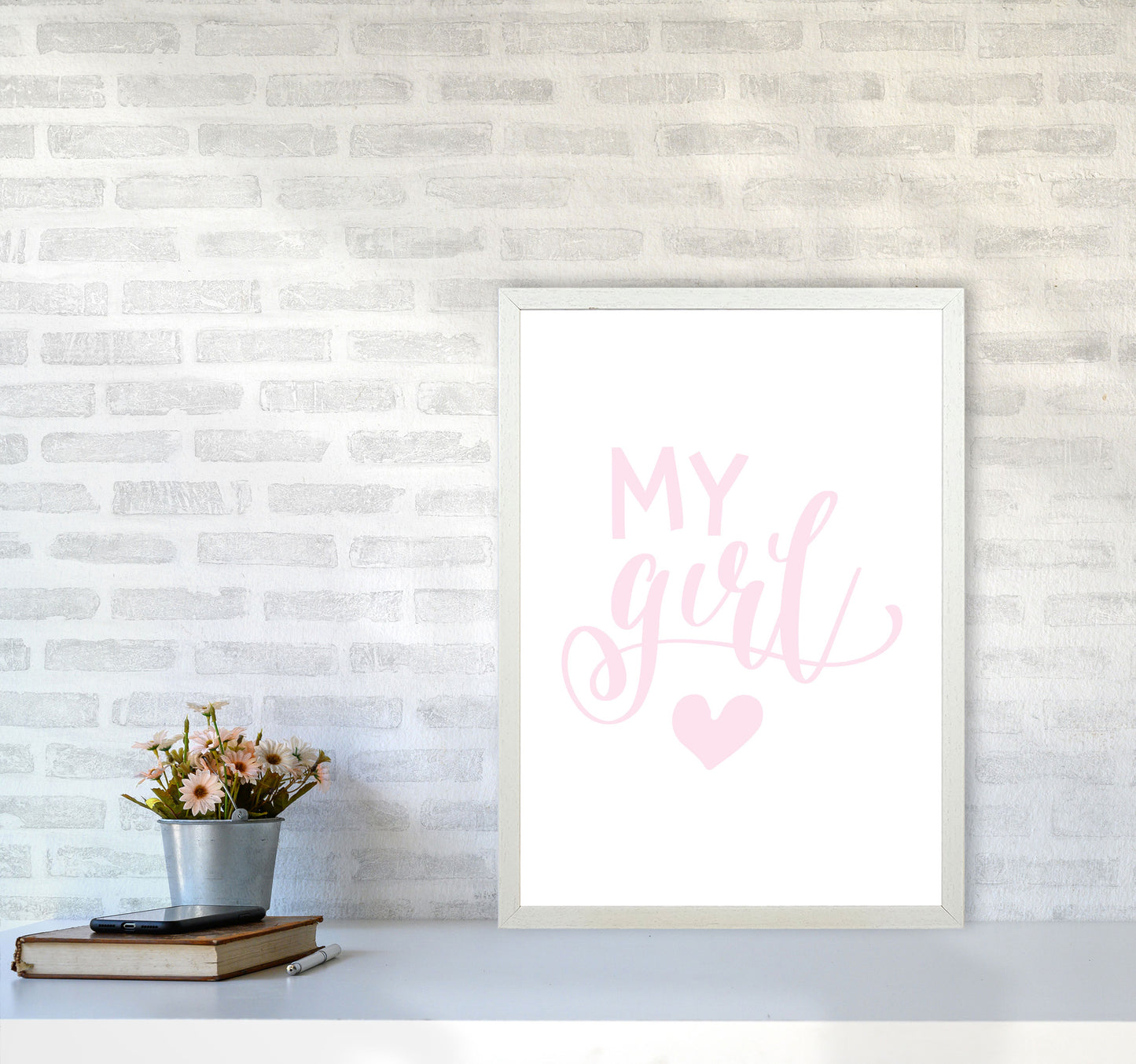 My Girl Pink Framed Nursey Wall Art Print A2 Oak Frame