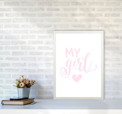 My Girl Pink Framed Nursey Wall Art Print A2 Oak Frame