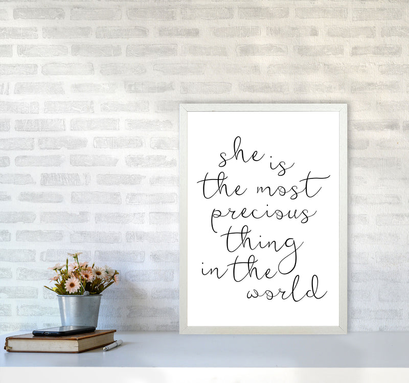 She Is The Most Precious Thing Black Modern Print A2 Oak Frame