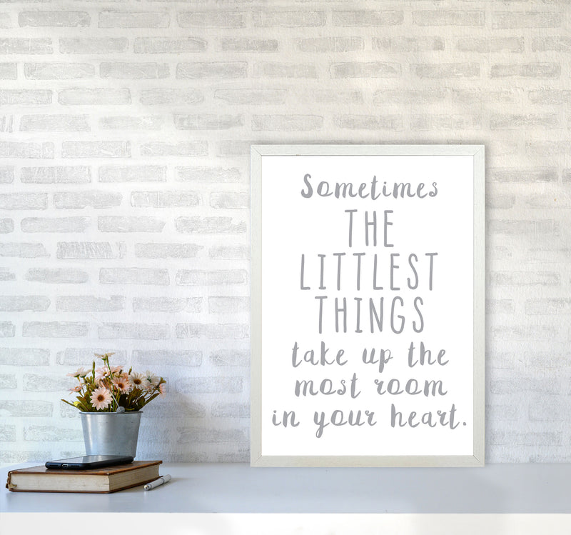 The Littlest Things Grey Modern Print A2 Oak Frame