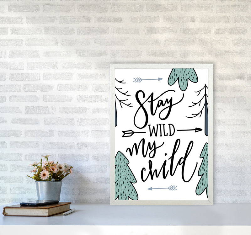 Stay Wild My Child Forrest Modern Print A2 Oak Frame