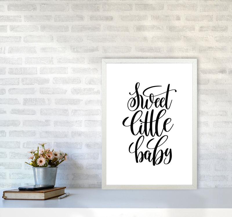 Sweet Little Baby Black Framed Nursey Wall Art Print A2 Oak Frame