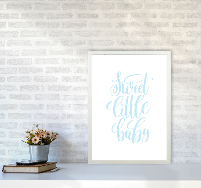 Sweet Little Baby Blue Framed Nursey Wall Art Print A2 Oak Frame