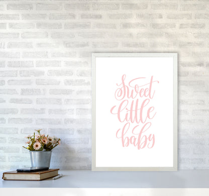 Sweet Little Baby Pink Framed Nursey Wall Art Print A2 Oak Frame