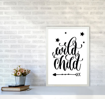 Wild Child Black Framed Nursey Wall Art Print A2 Oak Frame