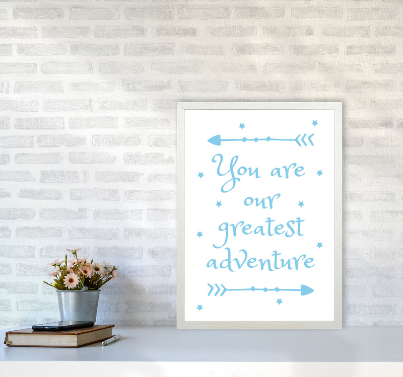 You Are Our Greatest Adventure Blue Modern Print A2 Oak Frame