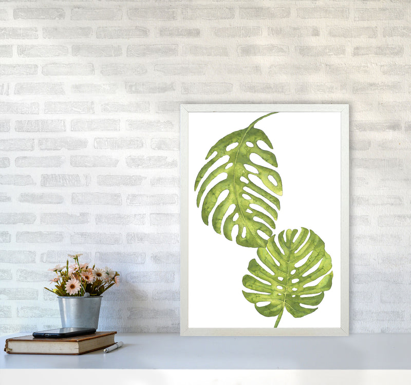 Monstera Leaf Modern Print, Framed Botanical & Nature Art Print A2 Oak Frame