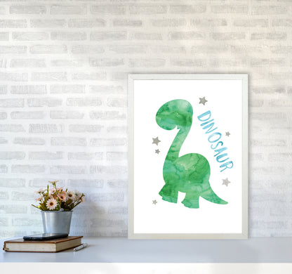 Dinosaur Watercolour Modern Print A2 Oak Frame