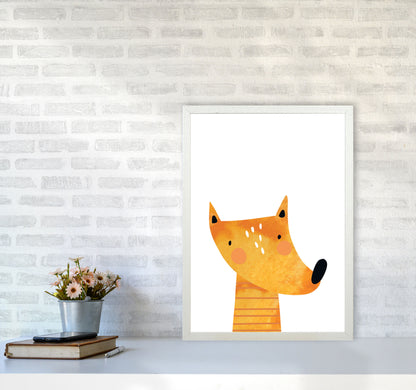 Scandi Fox Watercolour Framed Nursey Wall Art Print A2 Oak Frame