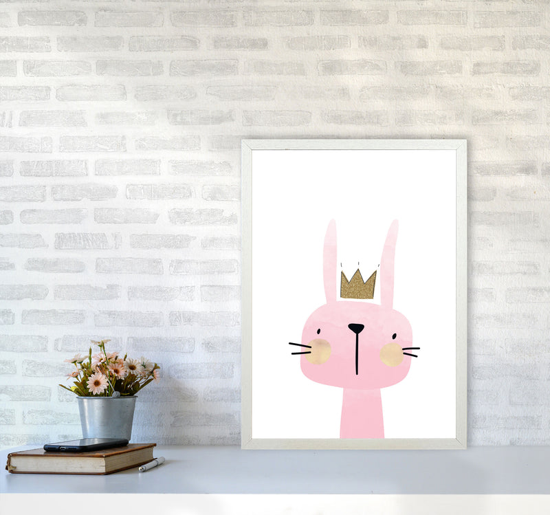 Scandi Bunny Watercolour Framed Nursey Wall Art Print A2 Oak Frame