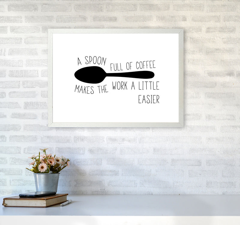 A Spoon Full Of Coffee Modern Print, Framed Kitchen Wall Art A2 Oak Frame