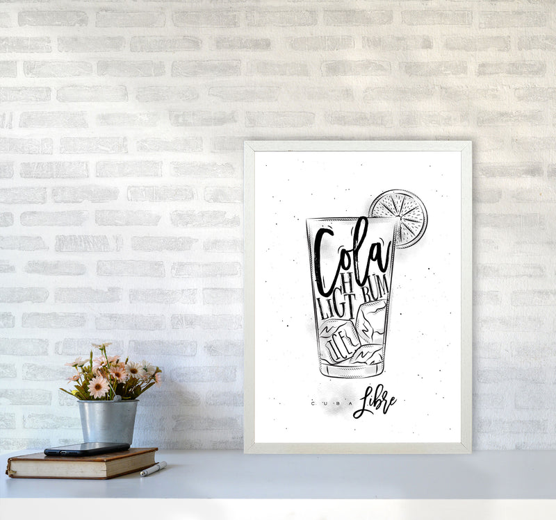 Cuba Libre Cocktail Modern Print, Framed Kitchen Wall Art A2 Oak Frame