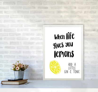 Humorous Gin Sayings Multi Set Kitchen Typography Wall Art A2 Oak Frame