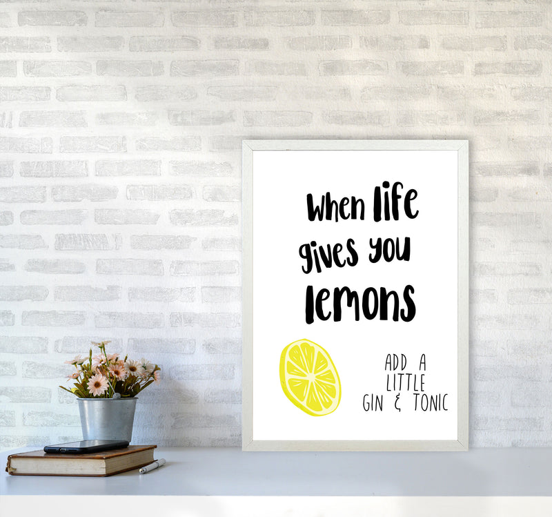 Humorous Gin Sayings Multi Set Kitchen Typography Wall Art A2 Oak Frame