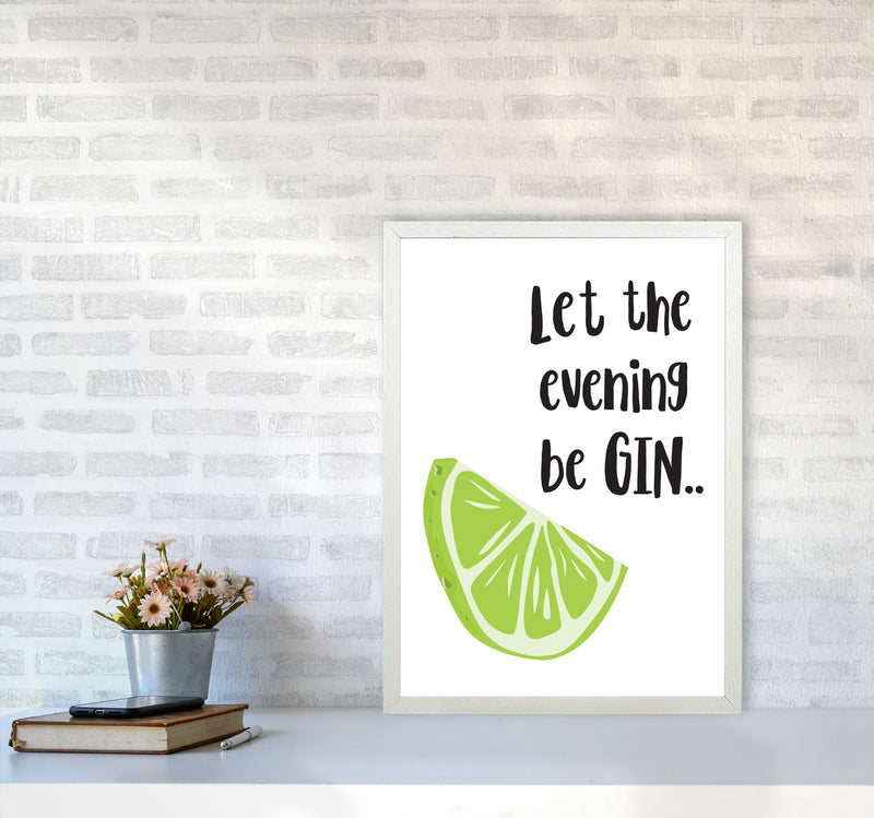 Let The Evening BeGIN Modern Print, Framed Kitchen Wall Art A2 Oak Frame