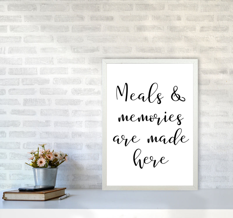 Meals And Memories Modern Print, Framed Kitchen Wall Art A2 Oak Frame