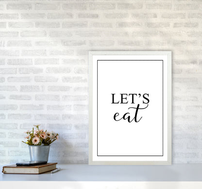 Let&#39;s Eat Modern Print, Framed Kitchen Wall Art A2 Oak Frame