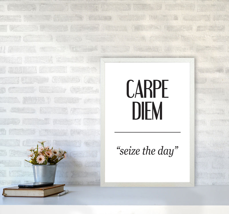 Carpe Diem Framed Typography Wall Art Print A2 Oak Frame