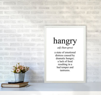 Hangry Modern Print, Framed Kitchen Wall Art A2 Oak Frame