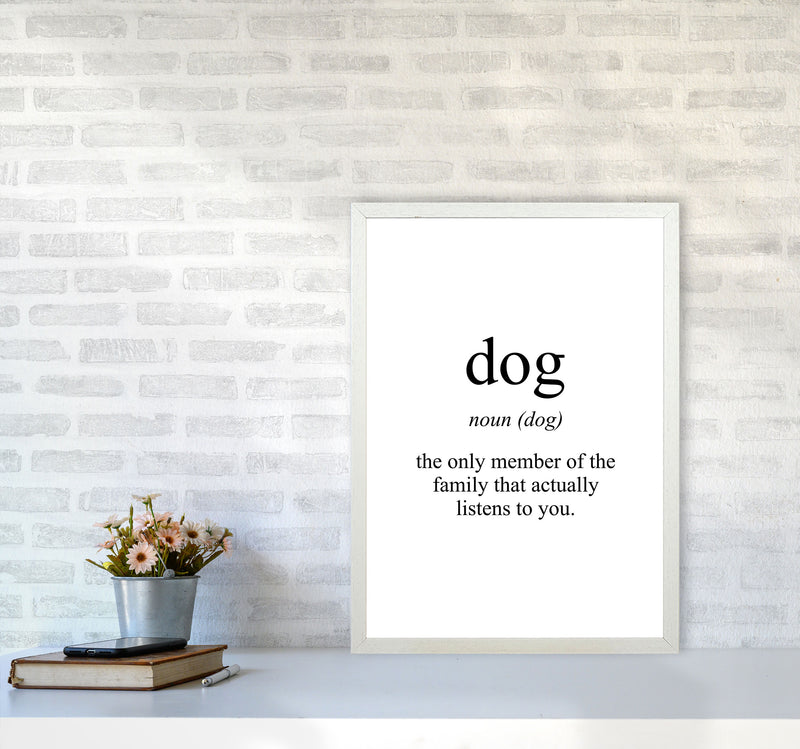 Dog Framed Typography Wall Art Print A2 Oak Frame