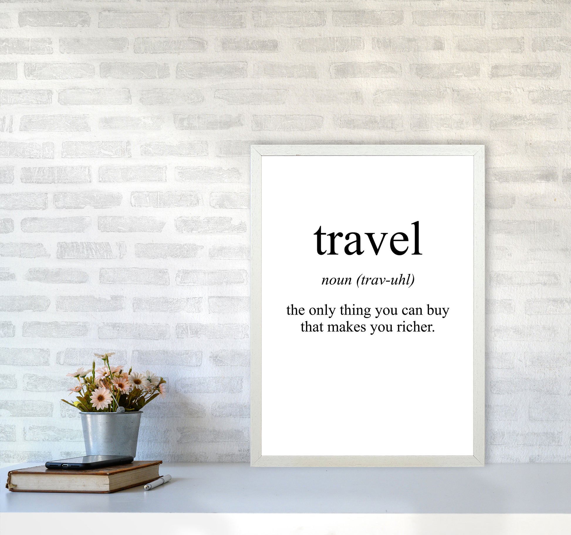 Travel Modern Print A2 Oak Frame
