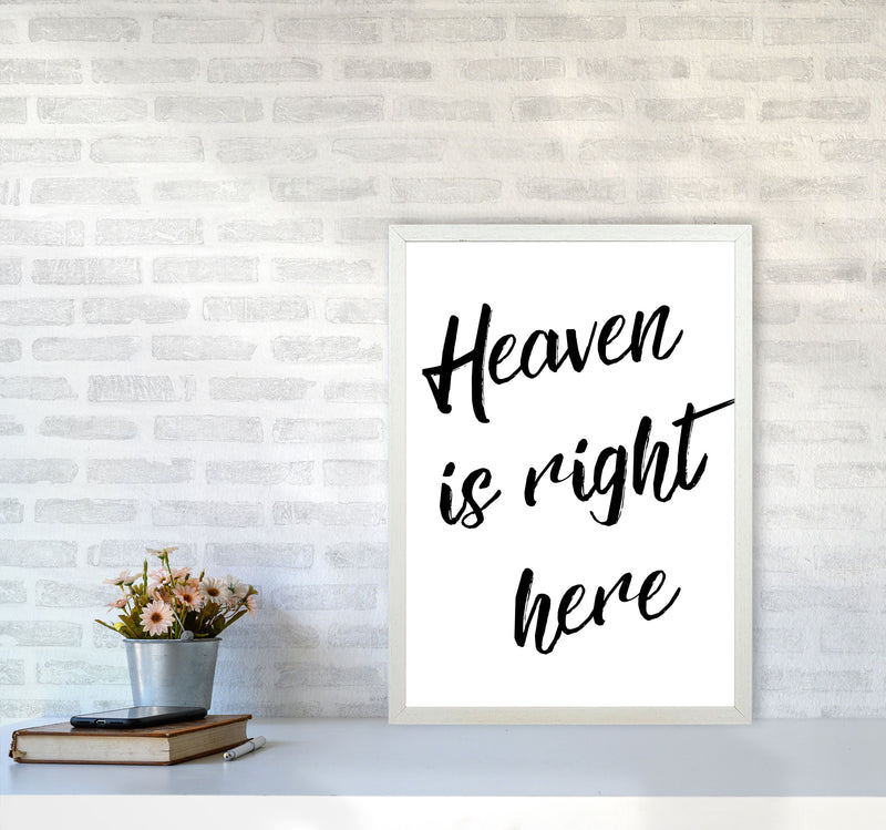 Heaven Is Right Here Framed Typography Wall Art Print A2 Oak Frame