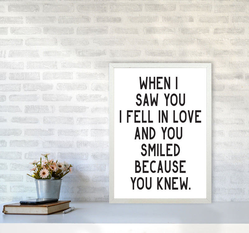 When I Saw You I Fell In Love Modern Print A2 Oak Frame