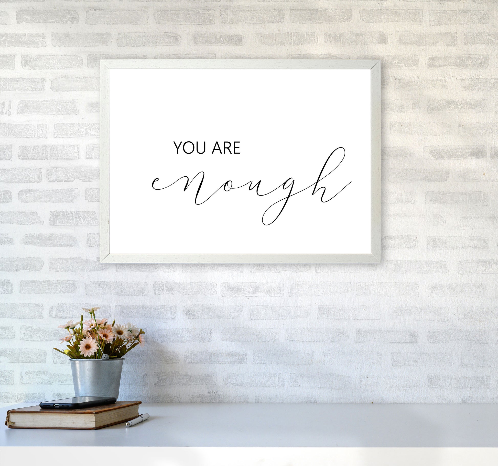 You Are Enough Landscape Modern Print A2 Oak Frame