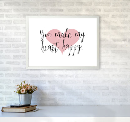 You Make My Heart Happy Modern Print A2 Oak Frame