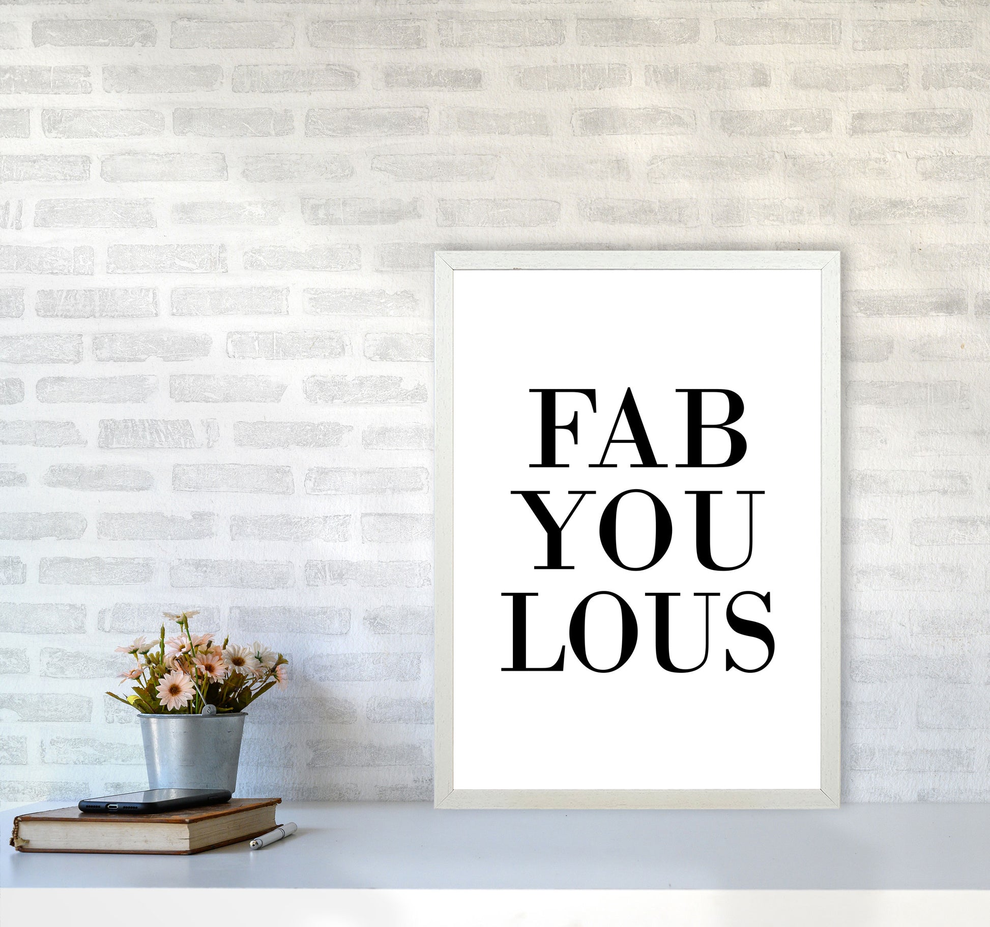 Fabyoulous Framed Typography Wall Art Print A2 Oak Frame
