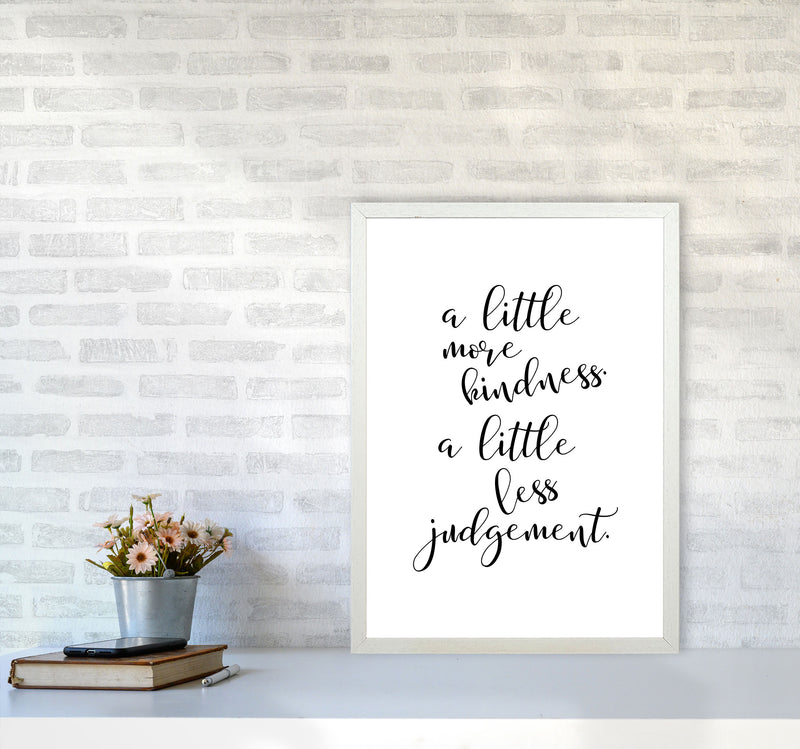 A Little More Kindness Framed Typography Wall Art Print A2 Oak Frame