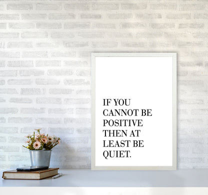 Be Quiet Framed Typography Wall Art Print A2 Oak Frame