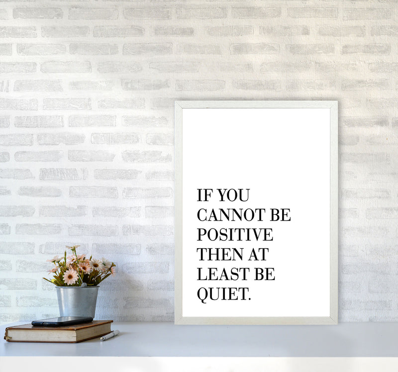 Be Quiet Framed Typography Wall Art Print A2 Oak Frame