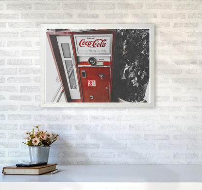 Coca Cola Vending Machine Modern Print A2 Oak Frame
