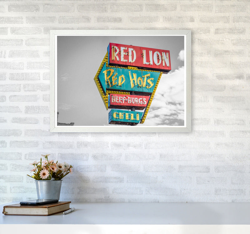 Vintage American Billboard Modern Print A2 Oak Frame
