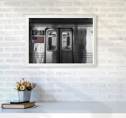 Vintage USA Subway Modern Print A2 Oak Frame