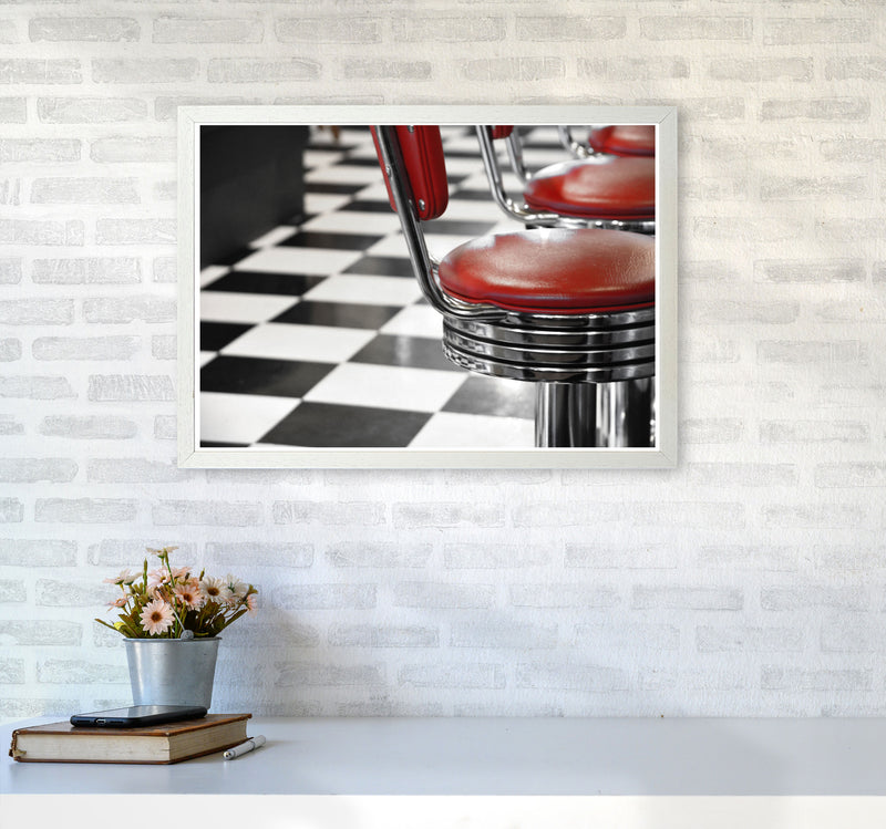 Vintage American Diner Modern Print A2 Oak Frame
