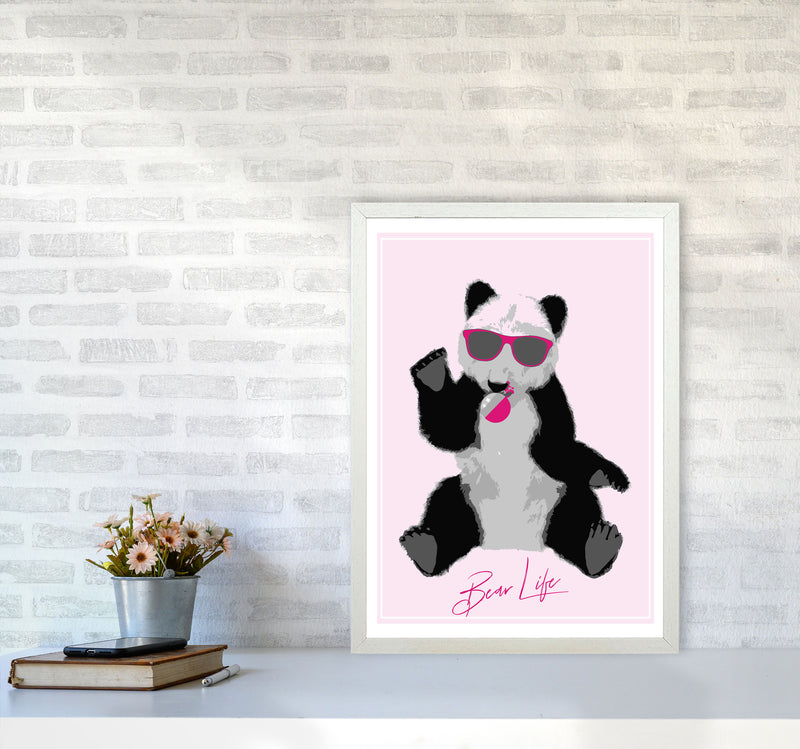 Bear Life Modern Print Animal Art Print A2 Oak Frame