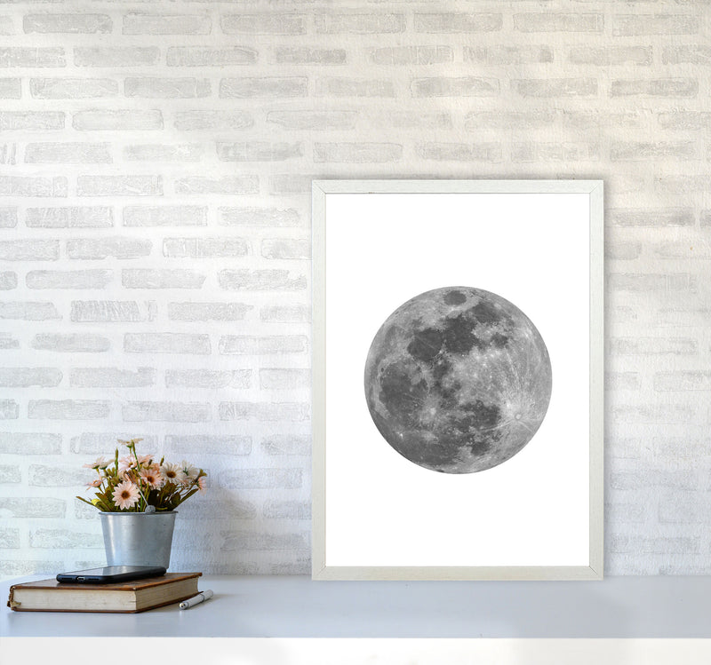 Grey Moon Modern Print A2 Oak Frame