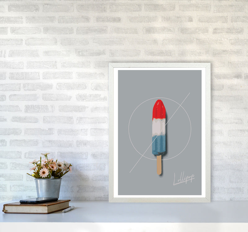 Ice Lolly Modern Print, Framed Kitchen Wall Art A2 Oak Frame