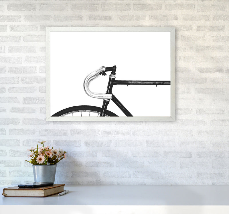 Minimal Bike Frame Modern Print A2 Oak Frame