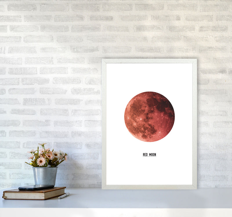Red Moon Modern Print A2 Oak Frame