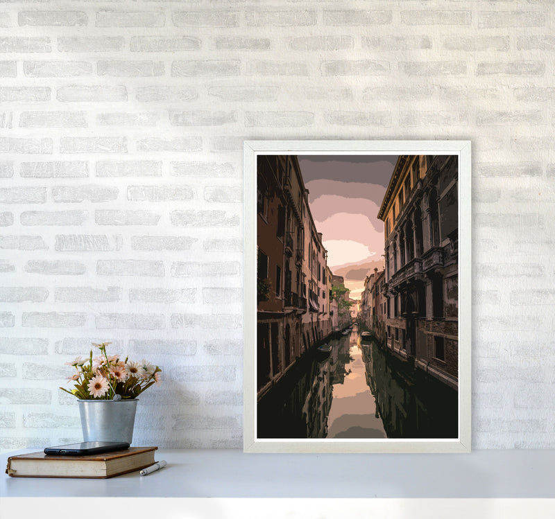 Venice Portrait 3 Modern Print A2 Oak Frame