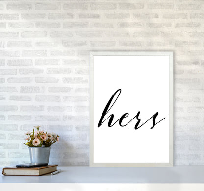 Hers Framed Typography Wall Art Print A2 Oak Frame