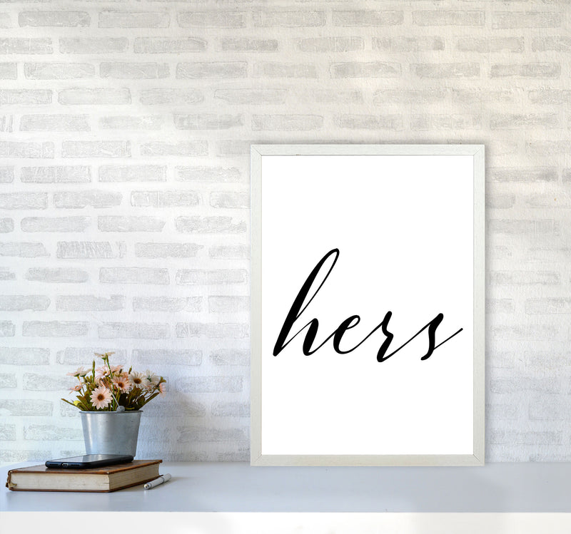 Hers Framed Typography Wall Art Print A2 Oak Frame