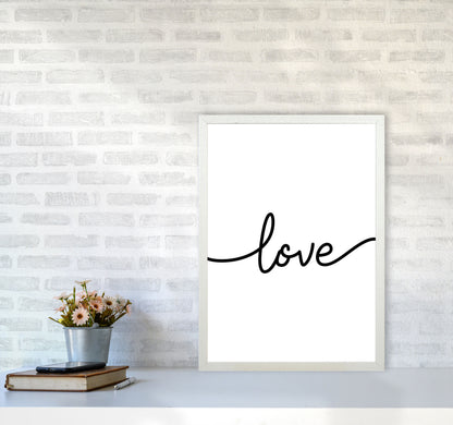 Love Framed Typography Wall Art Print A2 Oak Frame