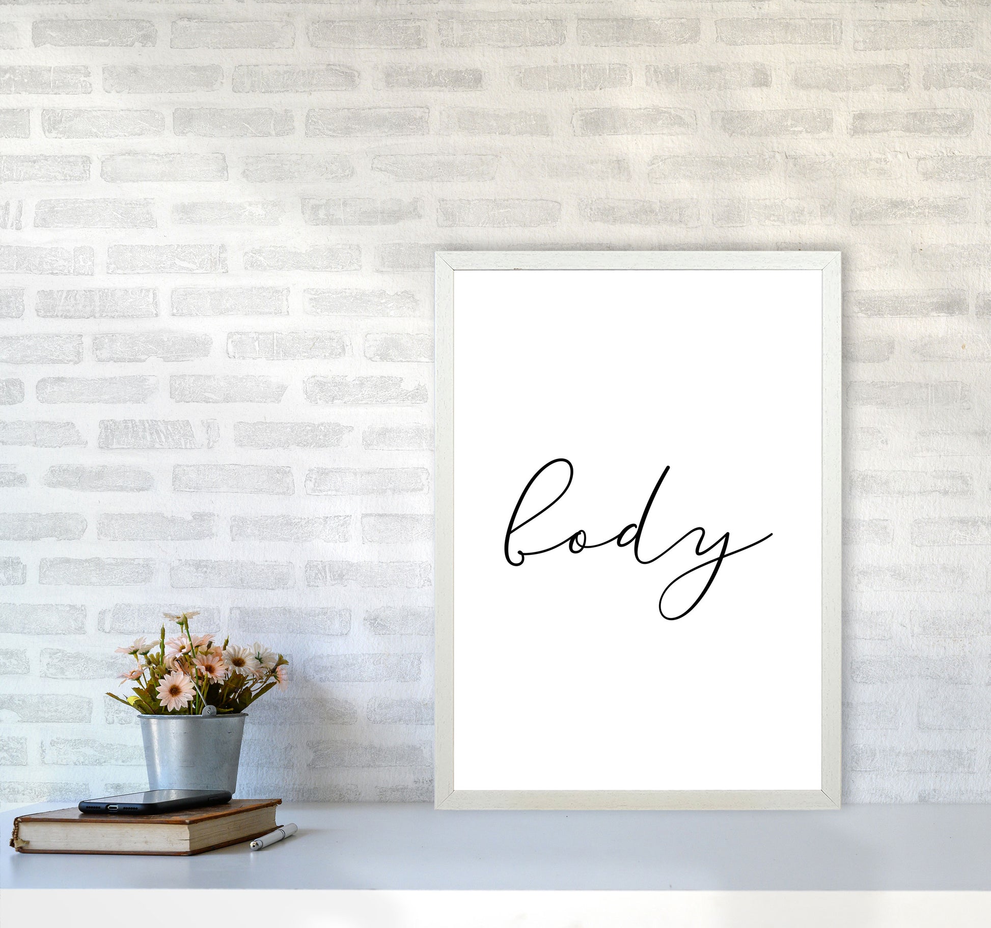 Body Framed Typography Wall Art Print A2 Oak Frame